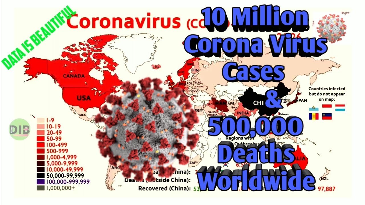 10 Million Corona Virus Cases & 500,OOO Deaths Worldwide (World Map ...
