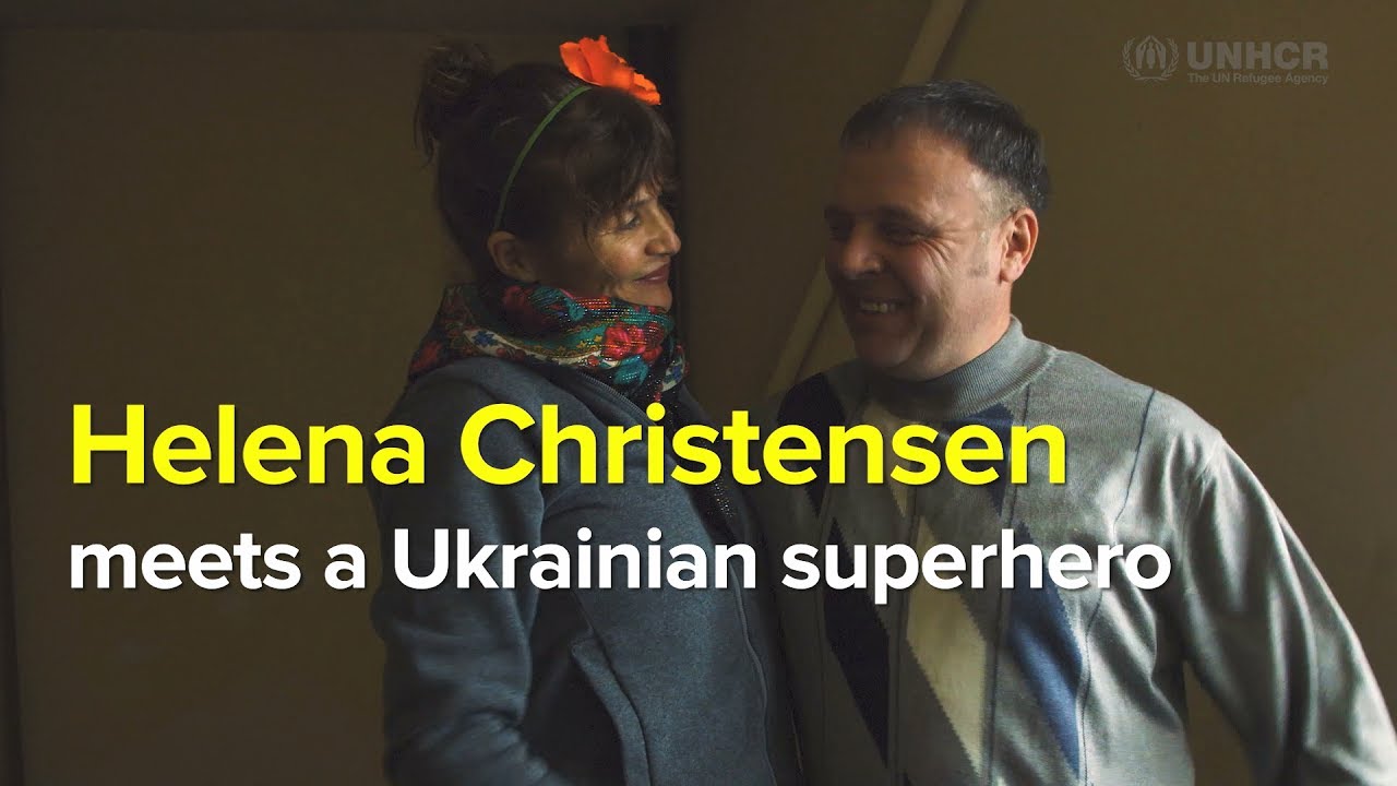 Helena Christensen meets a Ukrainian superhero