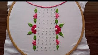 Hand embroidery neck design for dress | neckline hand embroidery design flower