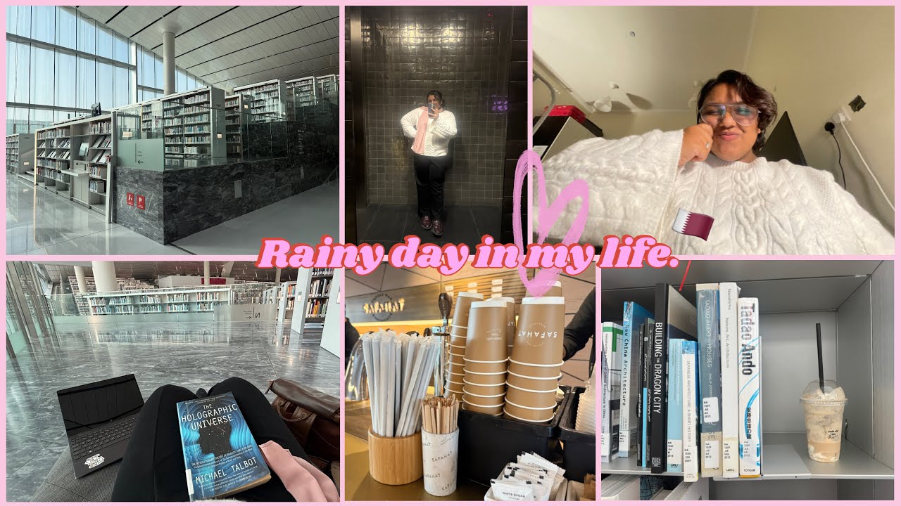 Perfect weather for an editing marathon. ( rainy day + Qatar + library )