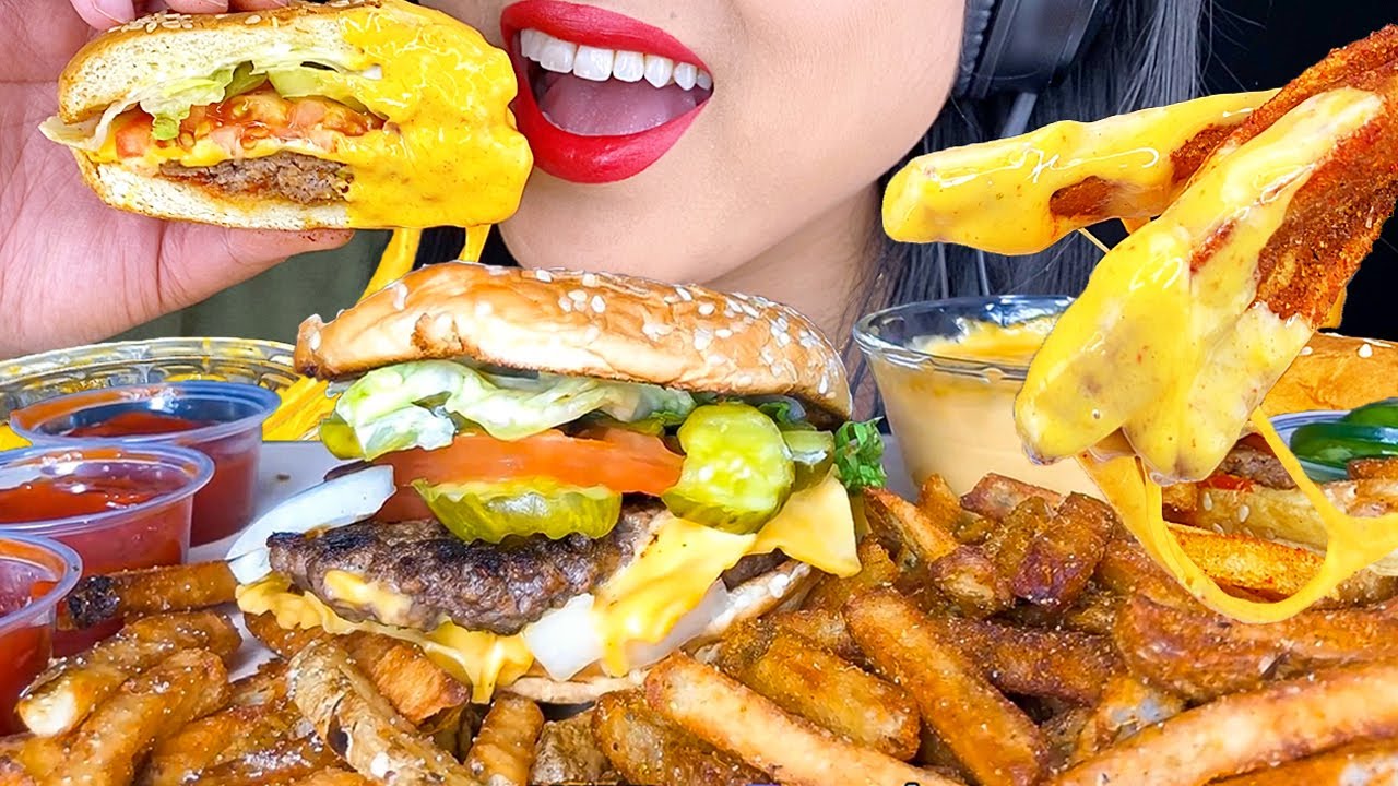 ASMR CHEESEBURGER & FRIES MUKBANG (NO TALKING) Compilation Eating Sounds | ASMR Phan