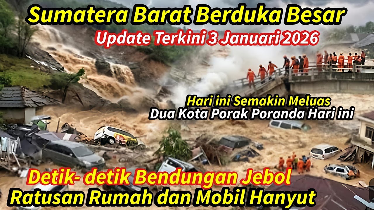 DETIK² BENDUNGAN SUMBAR JEBOL, BANJIR SEMAKIN PARAH SAPU DUA KOTA ,RATUSAN RUMAH & MOBIL HANYUT