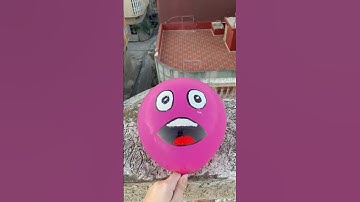 🩷🧡experiment: will a water balloon explode when it rolls down from a tall building?💥🎈 #balloon
