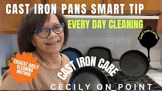 Cast Iron Every Day Clean Method @cecilyonpoint #castiron #cleaningtips #castironcookware #besttips