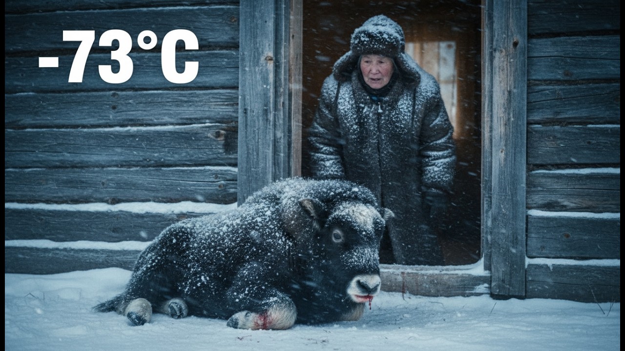 🦬 A Wounded Musk Ox Calf Collapsed at Her Door in -73°C Oymyakon Blizzard — But Who Was He Really?