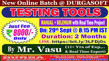 TESTING TOOLS Online Training @ DURGASOFT