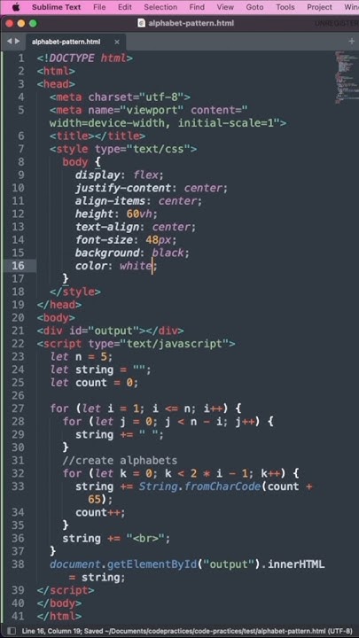 🅰️🔠Alphabet Pyramid Pattern JavaScript - YouTube
