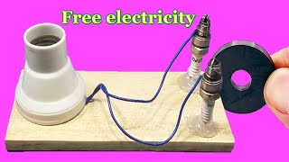 Magnets and spark plugs generate free electricity for 100% free energy.