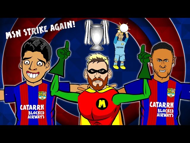 MSN STRIKE AGAIN! Song - Barcelona vs Man City (4-0  Highlights, Goals, Messi Hattrick)