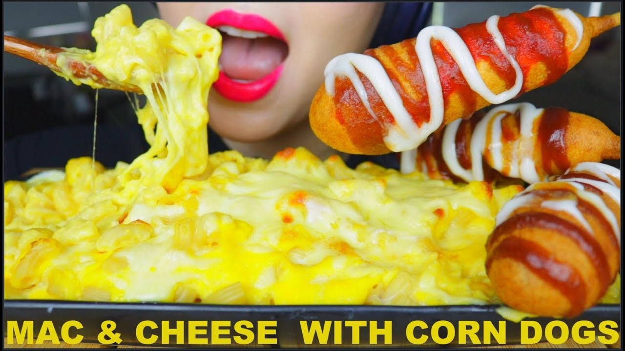 ASMR CHEESY MAC & CHEESE + CORN DOGS + MILKY COFFEE MOZZARELLA CHEDDAR 咀嚼音 먹방 YouTube