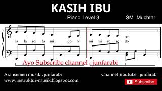 notasi balok kasih ibu - tutorial piano grade 3 - not lagu anak indonesia - instrumen