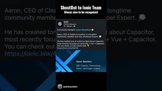 Shoutout to Ionic Framework and Ionic Capacitor Team