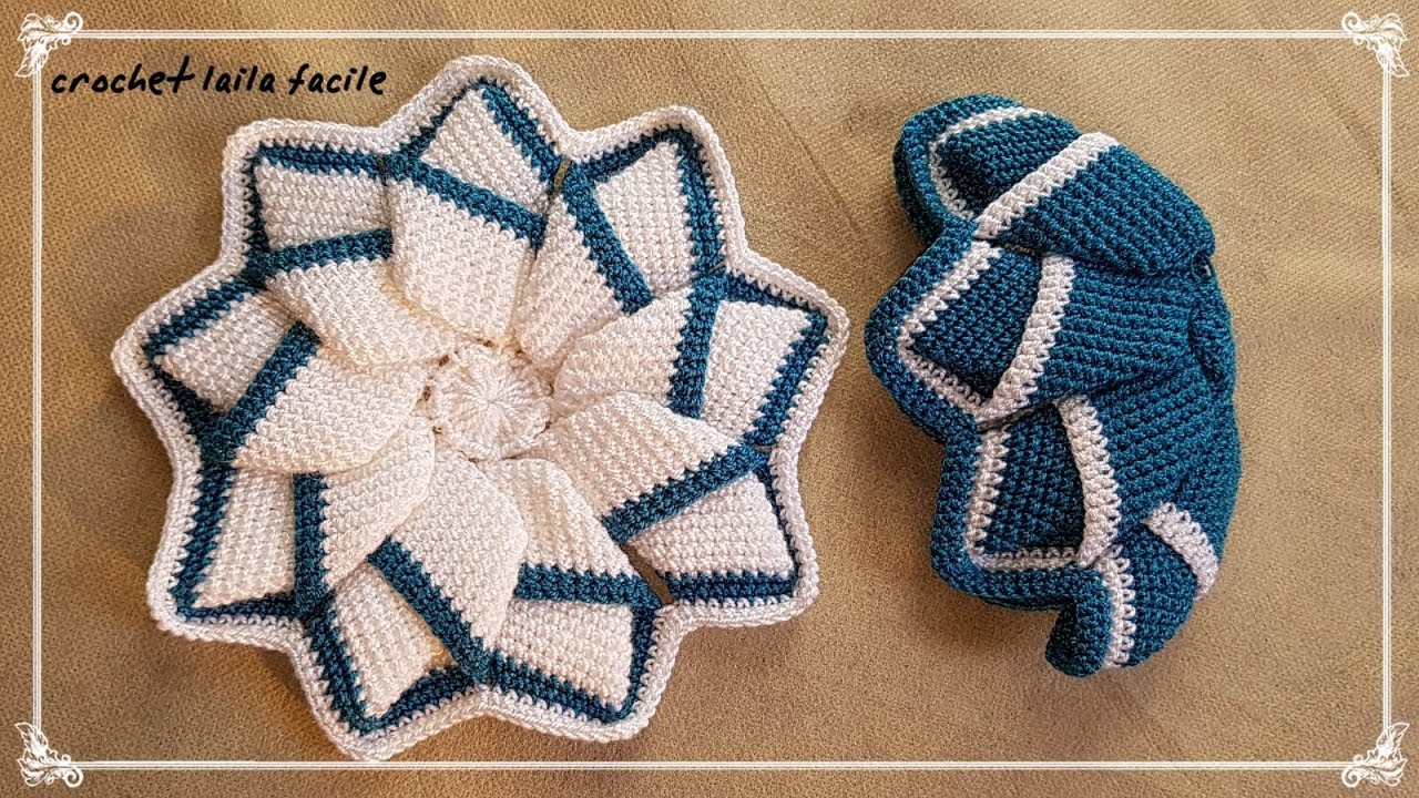 مفرش و يد البراد /حامل إبريق الشاي+قاعدة بالكروشيه /crochet laila facile