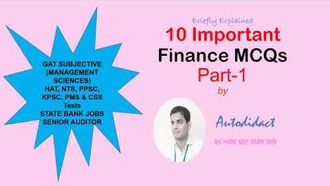 Finance MCQs, NTS GAT Subject Preparation, GAT Management Sciences, HEC HAT Test Preparation.
