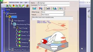 How to machine sweeping in surface machining  using CATIA