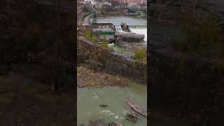drone video of waterfall.