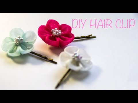  Cara  membuat  jepit  rambut  dari pita diy ribbon hair clip 