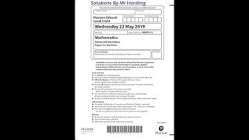 Edexcel - AS-Level Mathematics -  Paper 2 [Statistics] - June 2019 - Solutions By Mr Harding
