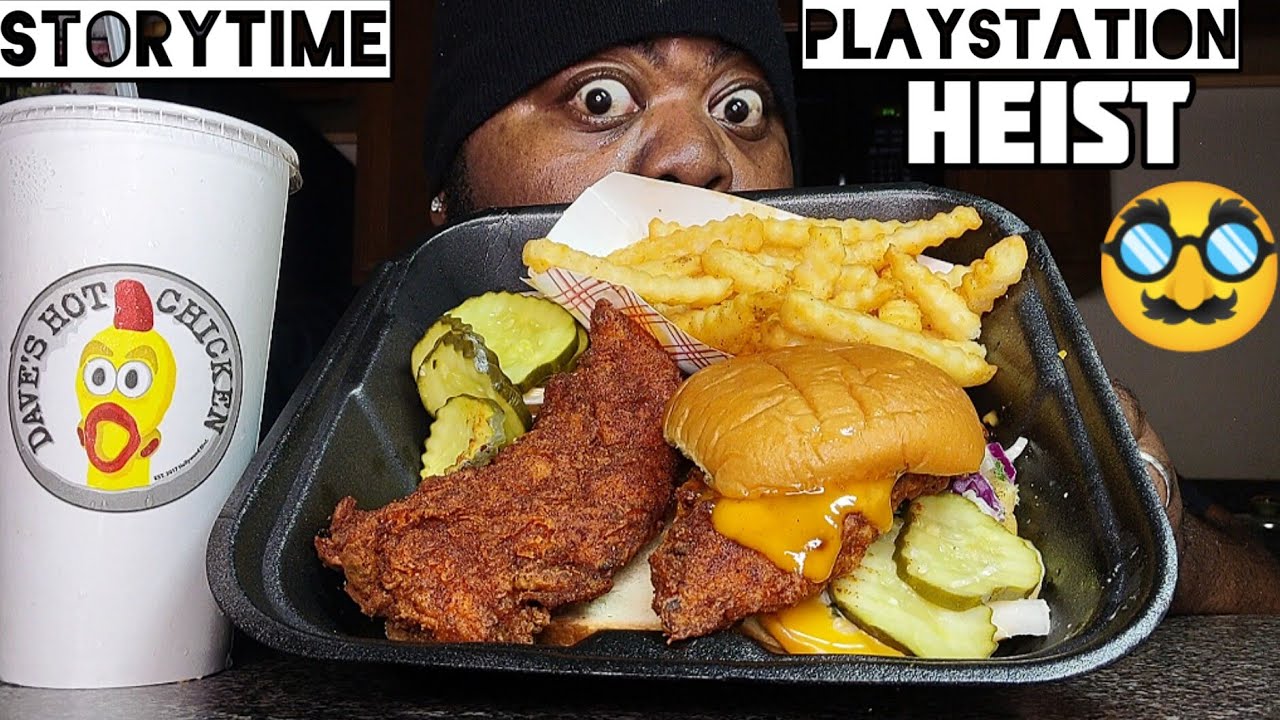 STORYTIME: We STOLE their PLAYSTATION!🤭🥸 Dave's Hot Chicken Mukbang!🔥🐔