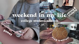 college student weekend in my life ⋆ ˚⋆౨ৎ˚ studying, games, cleaning, KIWIBIRD brush