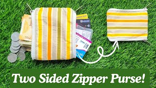Two Sided Zipper Purse / Both Sides Zipper Purse / Dual Zipper Pouch / Dual Sided Zipper Bag