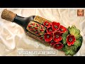 Bottle art with flower decoration, bottle decoration ideas