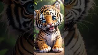 Cute Animated Cartoon Tigers #cute #cutetiger #midjourney