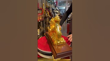 Tượng rắn kéo bắp cải bằng đồng dát vàng 24k Cao 22 ngang 28 sâu 10 nặng 4,6kg