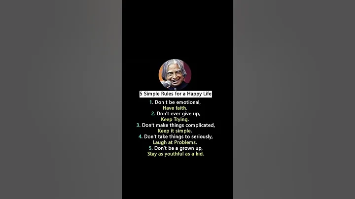 5 Simple Rules for a Happy Life Apj Abdul Kalam motivational quotes #apjabdulkalamquotes #shortvideo