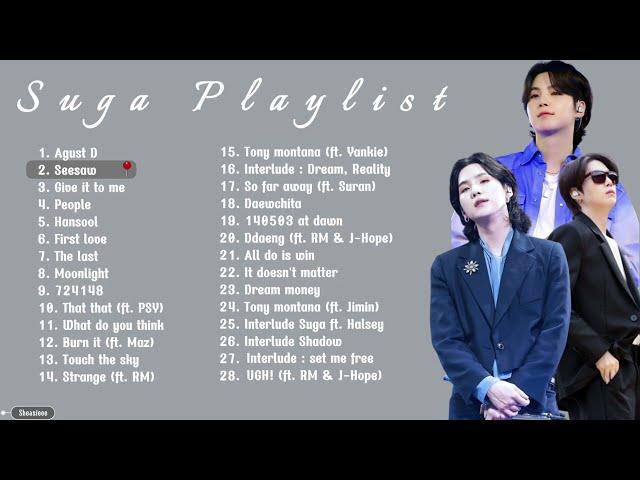 BTS Suga (슈가) - Playlist update 2023 class=