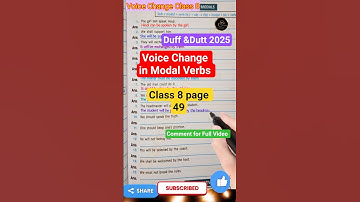 Voice Change in Modal Verbs | Duff and Dutt Class 8 chapter 5 #shorts#voicechange #modals#duff&dutt