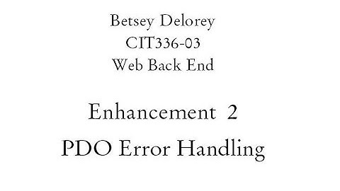 Enhancement 2 PDO Error Handling
