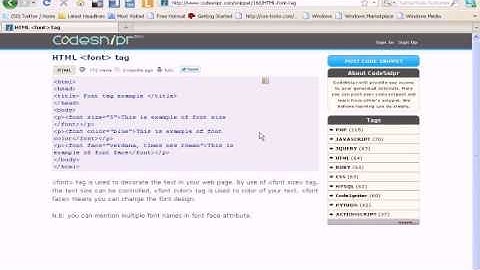 HTML Tutorial :  font tag