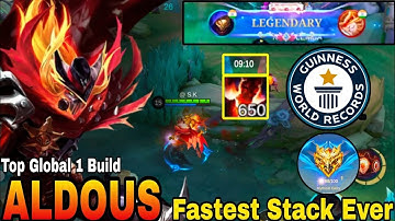 9 Minutes 650 Stack! Aldous Fastest Stack Ever [Aldous Best Rotation] Aldous Top Global Build – MLBB