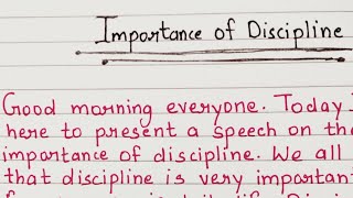 Importance of Discipline Speech in English | Speech on importance of Discipline in English |