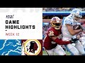 Lions vs. Redskins Week 12 Highlights | NFL 2019
