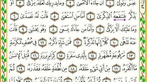 سورة عبس بالحكام النون والتنوين والميم والمدود