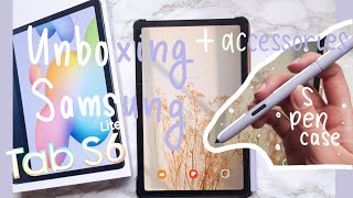 Unboxing Samsung Tab S6 lite + cute accessories, review as a student | notes, journaling etc