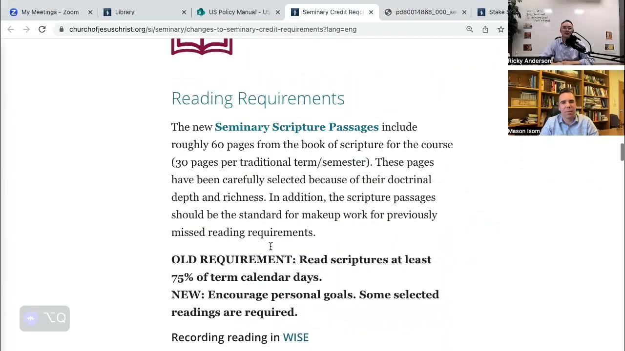 Seminary Credit Requirements Scripture Reading YouTube