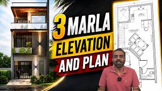 Latest 3 Marla front elevation design and house drawing