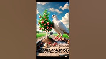 Big pigeon and chick plant a pomegranate tree on the railway track 😭 #ai #pigeon  #train