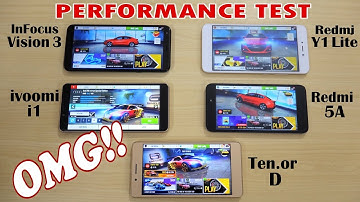 Perfofmance  Test - Redmi 5A vs 10.or D vs Infocus Vision 3 vs Ivoomi i1 vs Redmi Y1 lite