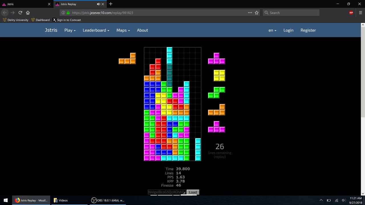 MajorMason 40L Sprint PR of 1m01s (Jstris)