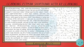 Exercise No.171 @ 100 WPM - Pitman Shorthand Dictation - KZ Learning