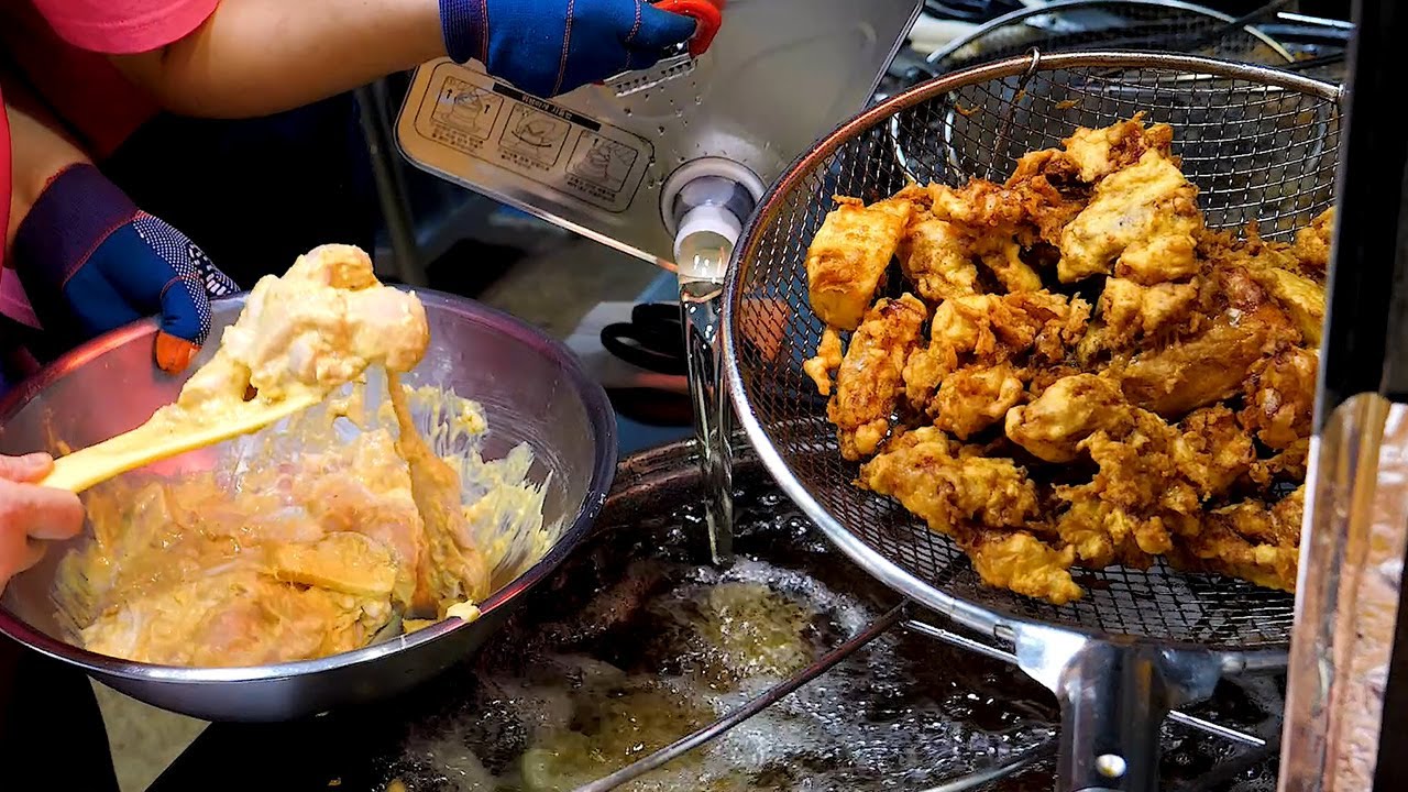 마늘 통닭 Curry Garlic Fried Chicken Korean Street Food YouTube