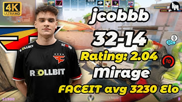 jcobbb (32-14) Rating: 2.04 (mirage) | FACEIT avg 3230 Elo | Dec 17, 2025 #faze #jcobbb