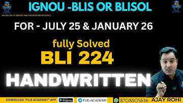 BLI 224-HANDWRITTEN#assignmentsolutions #blis #blisol #ignou for July 2025 & Jan 2026