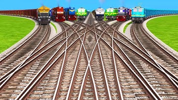 8 INDIÂN TRAINS CROSSING AT BUMPY FORKED RAILROAD TRACKS & train simulator classic 