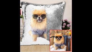 Personalised Decorative Sequin Pillow Cushion Cover Custom Photo With Name Or Text