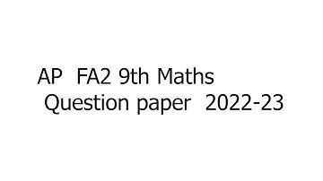 Ap 9th Class Fa-2 💯 Real Maths Question Paper (2022-23) | 9th Class fa2 Maths leak Question Paper